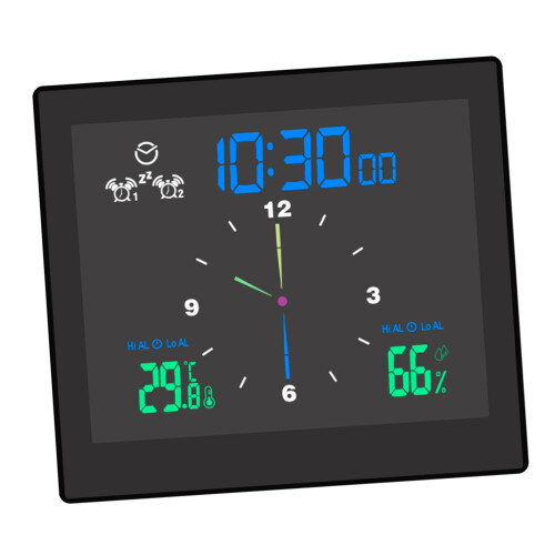 Waterproof Digital Clock Thermometer Hygrometer LCD Dual Alarms 2