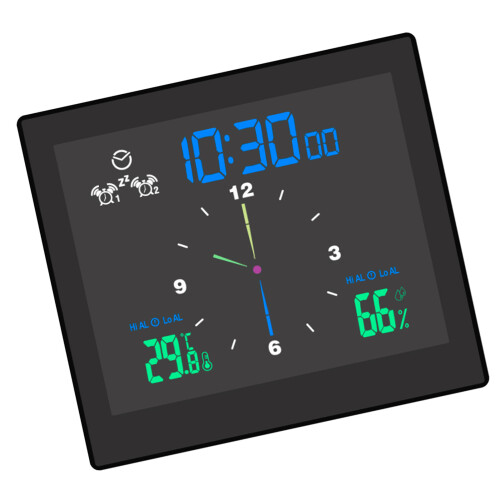 Waterproof Digital Clock Thermometer Hygrometer LCD Dual Alarms 1