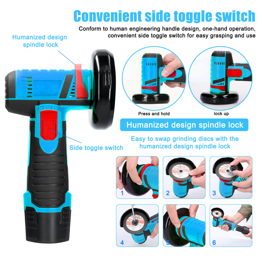 19500Rpm Electric Handheld Angle Grinder For Tile Wood Stone Steel 323163330457