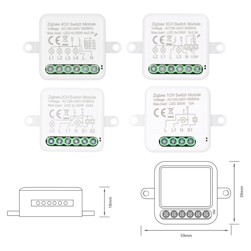 4CH Zigbee Smart Switch Relais Modul 2-Weg Alexa 1