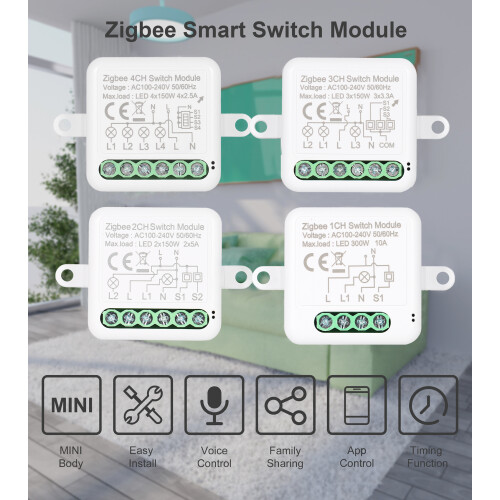 4CH Zigbee Smart Switch Relais Modul 2-Weg Alexa 2