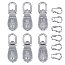 6x M15 Edelstahl-Einrollenblock rostfrei drehbar
