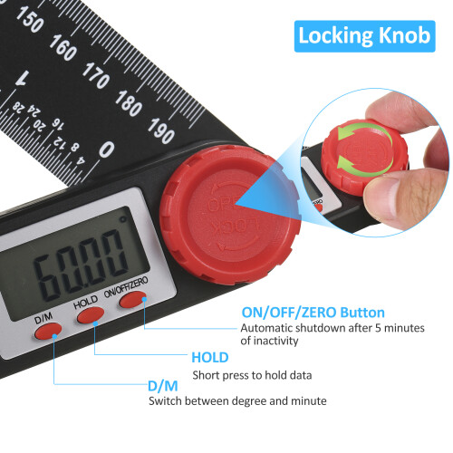 Digitaler Winkelmesser 7 Zoll LCD mit Wasserwaage