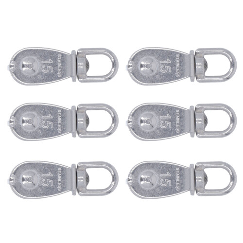 6x M15 Edelstahl-Einrollenblock rostfrei drehbar 1
