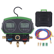 Digital Manifold Gauge Set 2 Valve HVAC Leakage Tester 3 Hoses