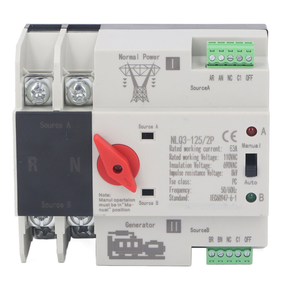 2P Dual Power Transfer Switch 63A Ac110v 50/60Hz 323163328881