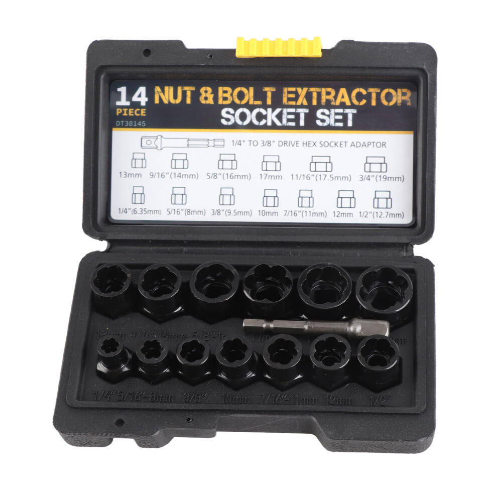 14 Pcs Nut Bolt Extractor Alloy Steel High Hardness Anti Slip Socket 323163329017
