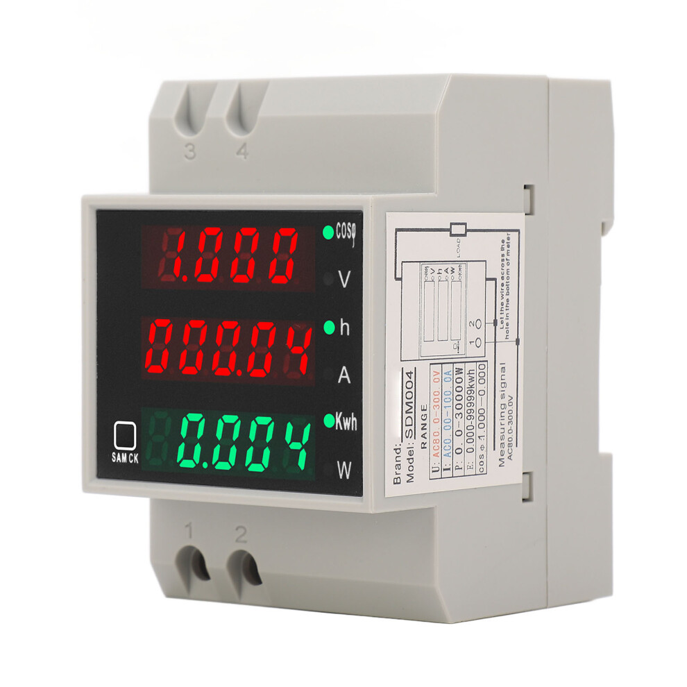 Ac80-300V 100A Din Rail Power Meter Digital Voltage Current Kwh 323163321998