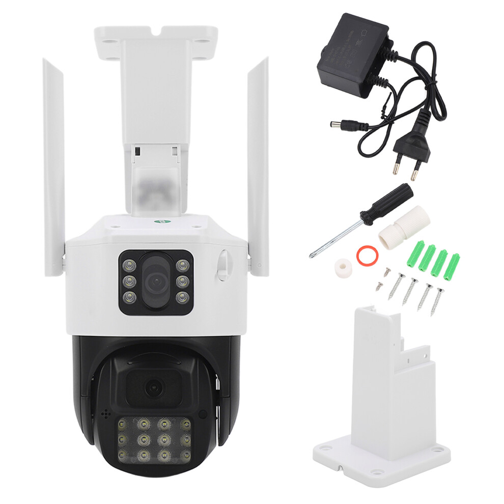 (Eu Plug) Outdoor Surveillance Camera 5Mp Hd Dual Lens Ip66 Waterproof 323163322032