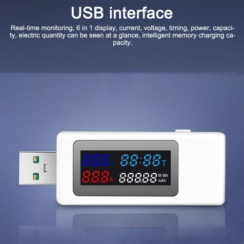 KWS-V30 USB-Strommessgerät 6-in-1 Spannung/Strom/Leistung mit Speicher 2