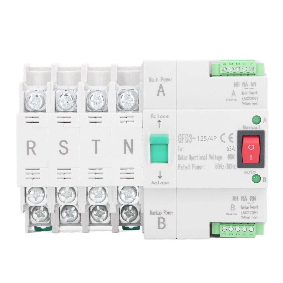 Dual Power Automatic Transfer Switch Din Rail Mount 4P Ac400v 63A 323163331225