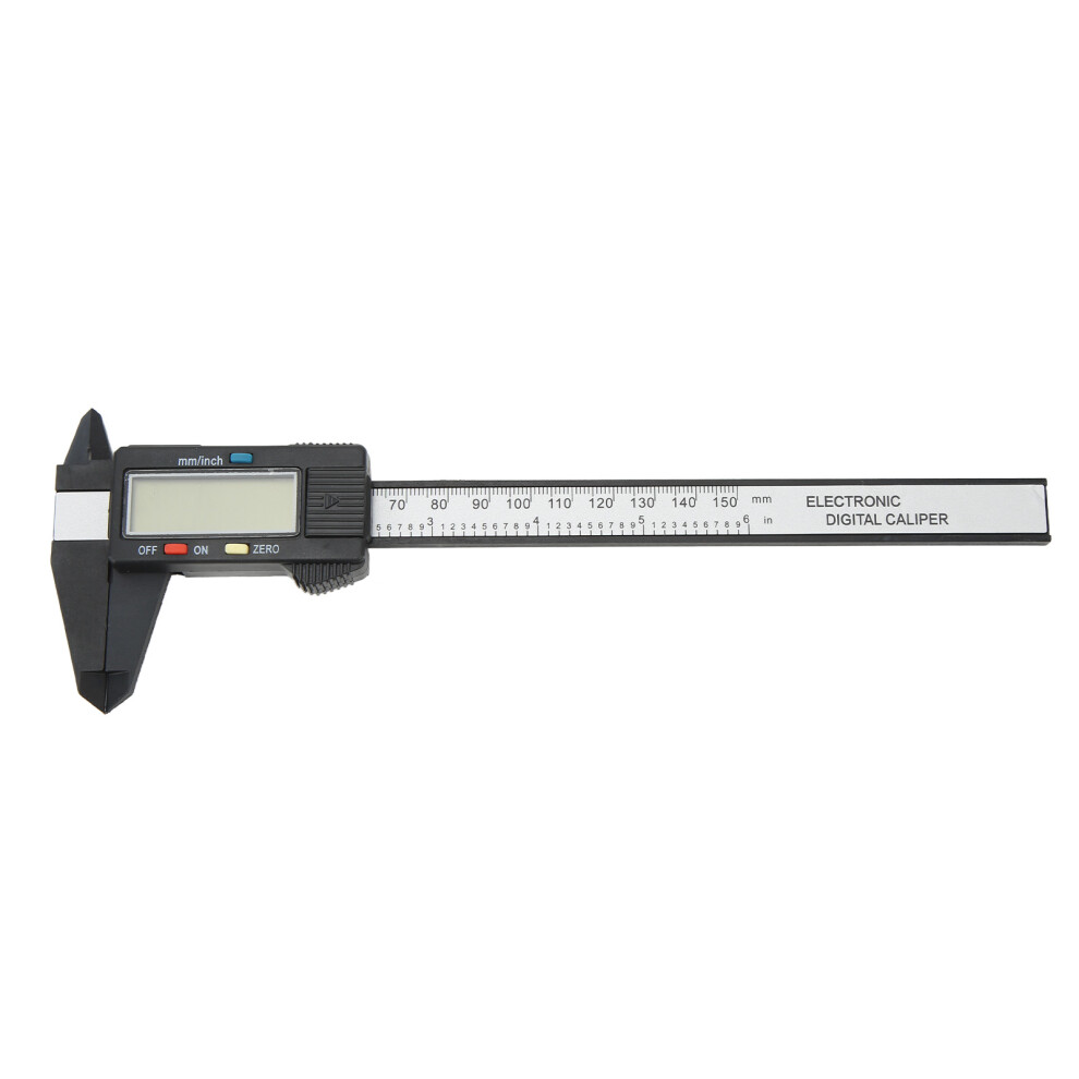 (Silver) Digital Caliper 6In 150Mm Lcd Inch Millimeter Pa66 Black 323163339771