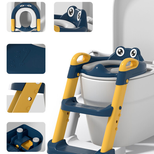 Foldable Potty Training Seat with Step Stool 2-Level Adjustable Height 1