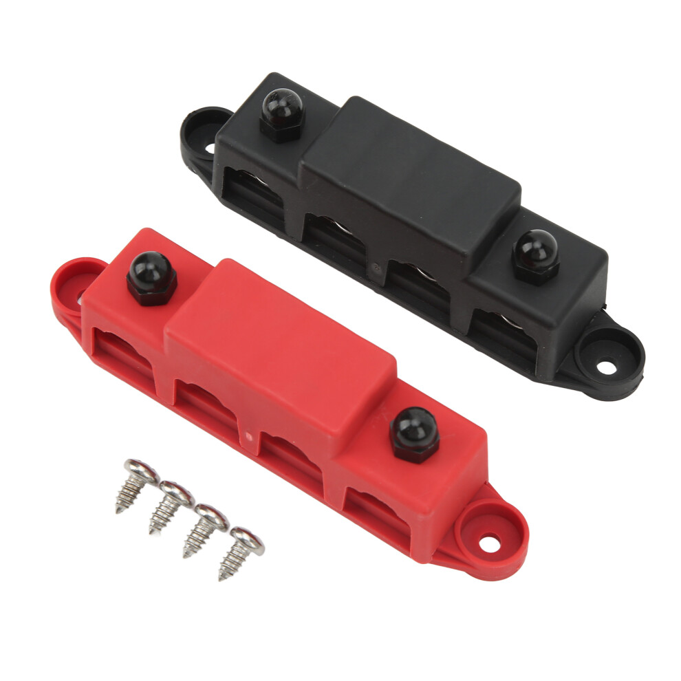 2Pcs Stud Power Distribution Block 4X5/16In 250A 48V Dc Red/Black 323163336206