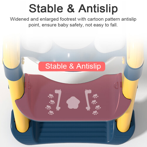 Foldable Potty Training Seat with Step Stool 2-Level Adjustable Height 2
