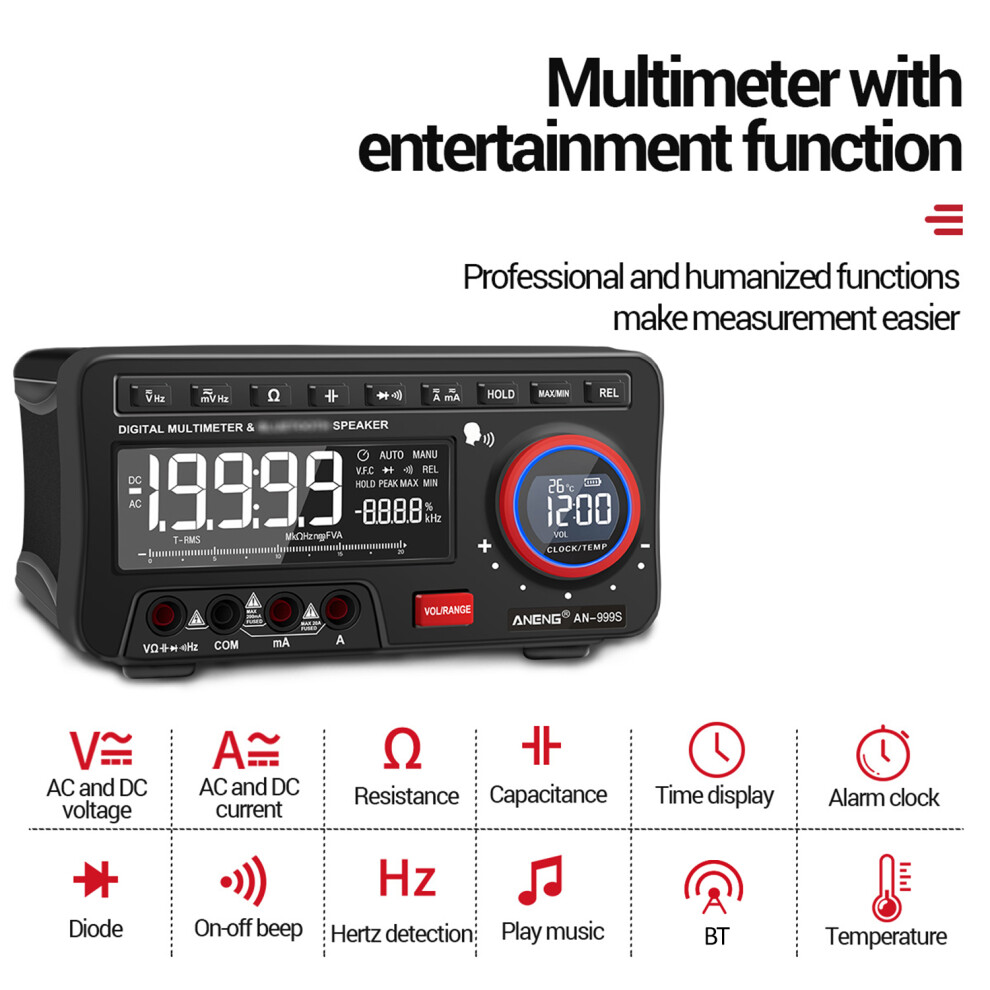 Aneng 2-In-1 Bt Speaker Multimeter 19999 Counts True-Rms Auto-Ranging 323163331584