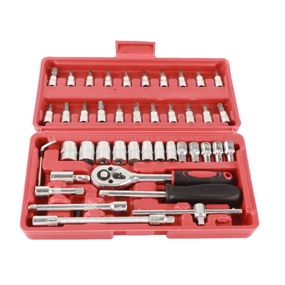 46Pcs Socket Wrench Set Chrome Vanadium Steel Auto Maintenance 323163338736