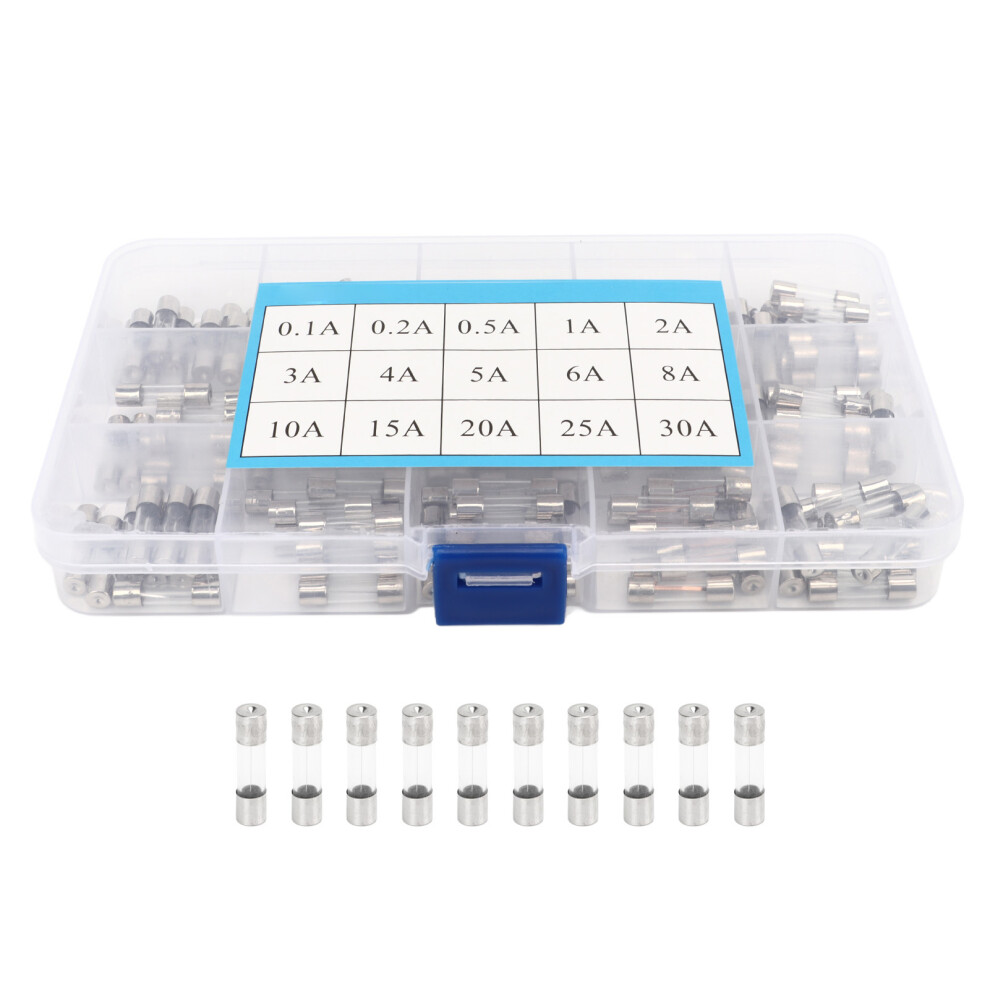 150Pcs Glass Fuse Tube 0.1A-30A 5X20mm Assortment Set 323163339047