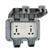 (2 Position 2 Switch 6 Hole) Wasserdichte Steckdose IP66, PC, 2-fach, 6-Loch