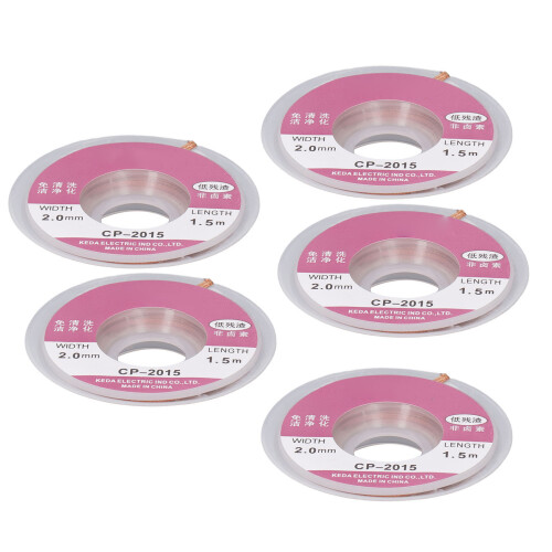 5Pcs Tin Solder Wick Low Residue Fast Absorption 1