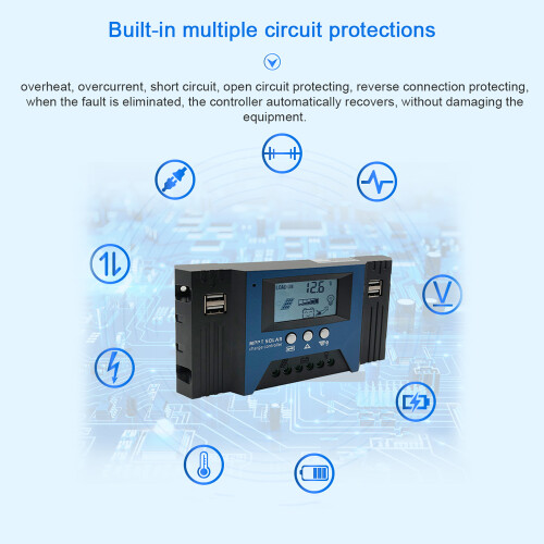 MPPT-Solarladeregler 40A 12/24V 4 USB LCD