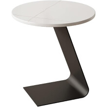 Sofa Side Table Rock Slab Round Top Iron Bracket Light Luxury Living Room Coffee Table 45x55 Cm Color C
