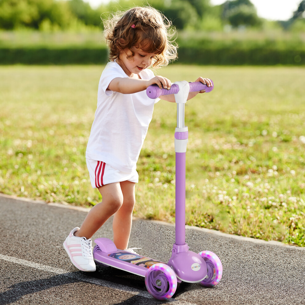 Aiyaplay Kids 3 Wheel Scooter For 2-6 Years Old W/ Adjustable Height, Purple