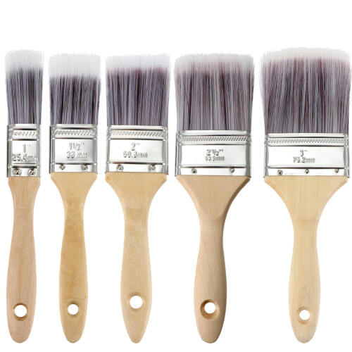 5- . -Set mit Holzgriff, Maler- und Beizepinsel