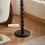 Small Drink Pedestal Side Table Solid Wood Retro Round Table With Spherical Roman Columns Mini Table For Spaces Black 4