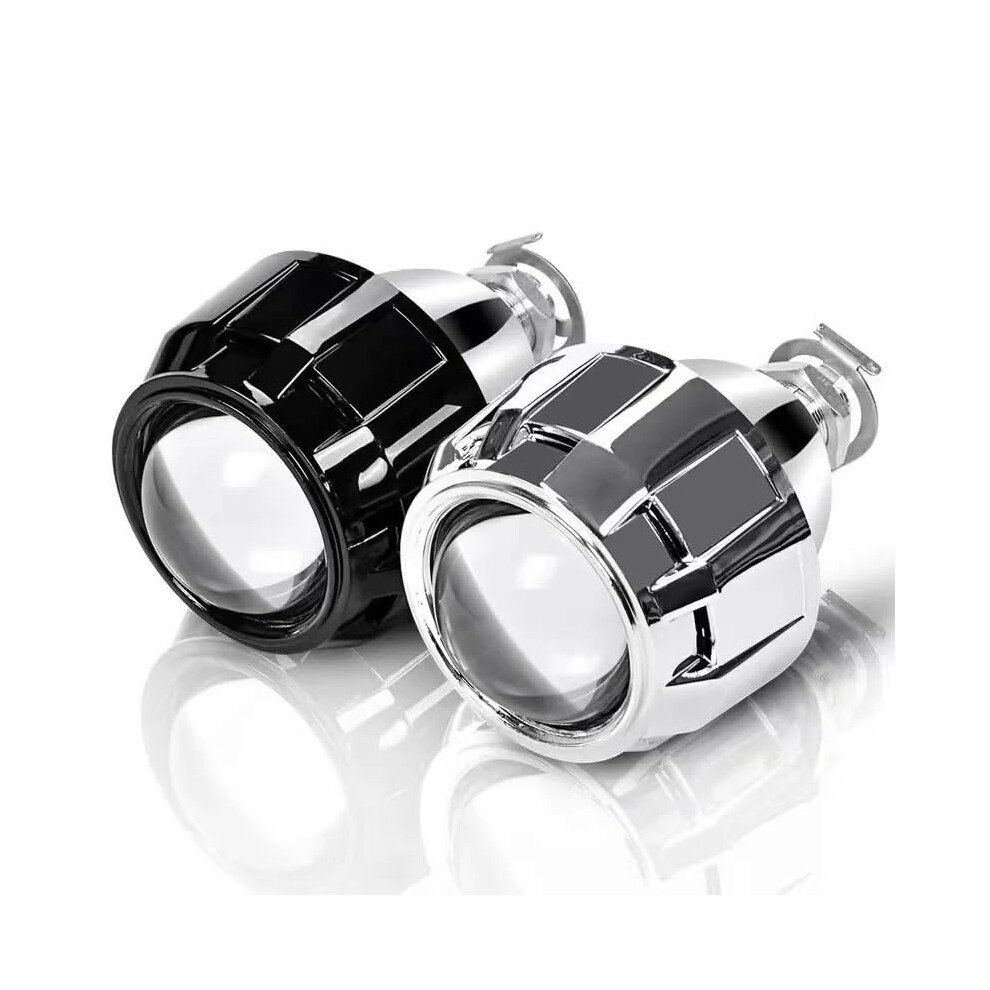 Angel Eyes 2Pcs 2.5In Mini Bixenon Hid Projector Headlamps Dual Beam H4 H7 H11 9005 H8 Led 8000Lm Belt A Cover White/Black 9354506422851