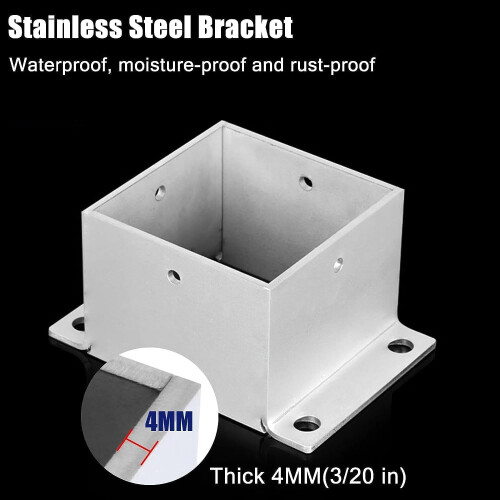 Stainless Steel Post Base Bracket Heavy-Duty Decks, Pergolas, And Railings Support For Secure Anchoring Solution 1