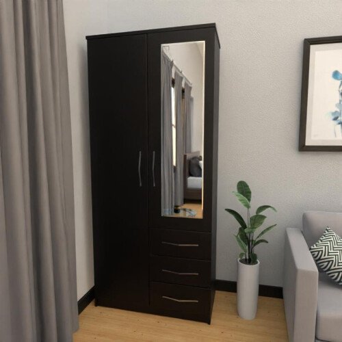 2 Door Mirrored Wardrobe 78cm, Ready to use 1