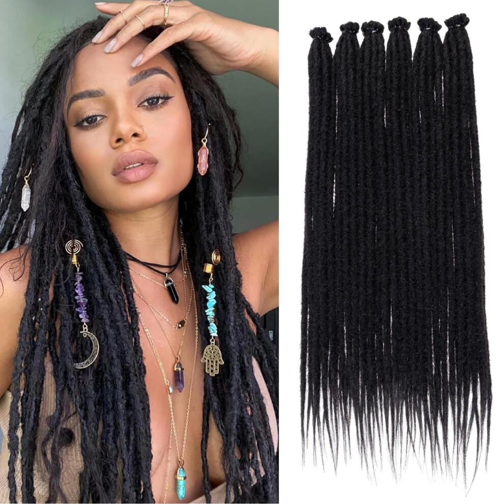 Unisex Dreadlock Extensions 18 Inch Synthetic Crochet Dreads Handmade Single Ended Dreads 40 Strands 0.6 Cm Width Reggae Style