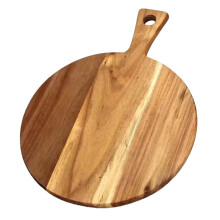 Round Wooden Serving Board Wood Appetizer Plate Natural Cheese Board With Handle Charcuterie Board For Breakfast Snacks