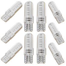 10 Stuks Auto W5W T10 Cob Lamp Met Siliconen Kristal Licht