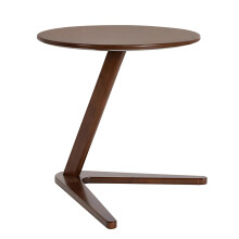 C Shaped Handmade Round End Table Solid Wood Nightstand Walnut Color Finish Side Table For Couch Laptop Desk Living Room