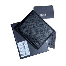 (Black) Hugo Boss Mens Wallet Bardio Grained Leather Bifold Credit Card Holder Gift Box