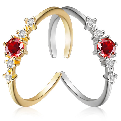 2Stk. Ringe Edelsteinringe Eheringe Schmuck Verlobungsringe 1