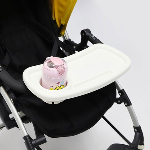 Multifunctional Child Snack Tray For Strollers, Enhanced Capacity, Secure Attachment, Travel Friendly, White 1