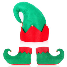 3Pieces Novelty Santa Elf Shoes Elf Hat-Kids hats and shoes