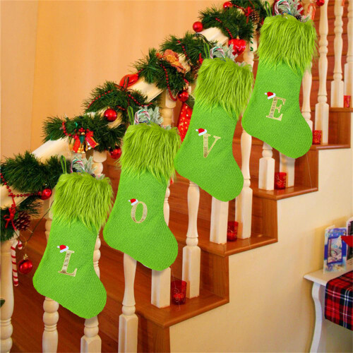 Personalized Embroidered Letter Christmas Stocking Knitted-K 2