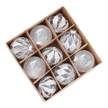 9pcs Shatterproof Christmas Bauble Ball-Transparent white