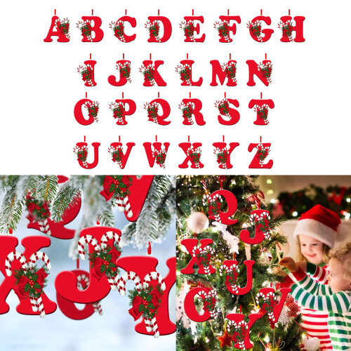 26 Letter Festive Christmas Tree Decor, Customizable-C 2