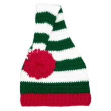 Christmas Hat Knit Santa Hat Party Dress-White and green stri