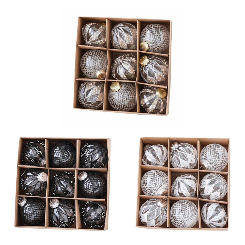 9pcs Shatterproof Christmas Bauble Ball-Transparent white 1