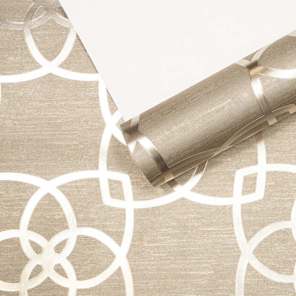 Muriva Gold/Silver Geometric Wallpaper Metallic Textured