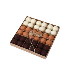 36Pieces Christmas Felt Balls Colorful-White coffee dark re