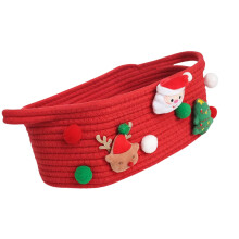Santa Themed Basket for Holiday Gift and Toy Storage-Red