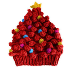 Christmas Tree Hat Knitted Crochet Beanie Cap Home-Red child