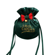 Christmas Gift Bag Velvet Drawstring Bags-Dark green Style